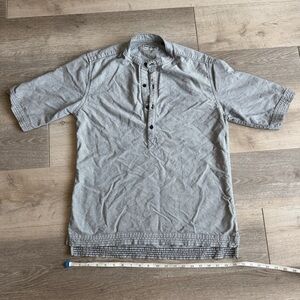 American apparel gray men pullover button cotton collar shirt XS made in USA